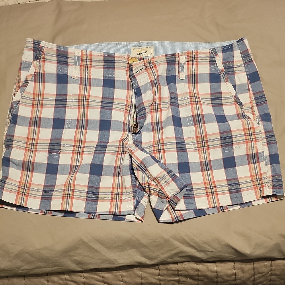 Levi's Classic Blue and Red Checkered Shorts